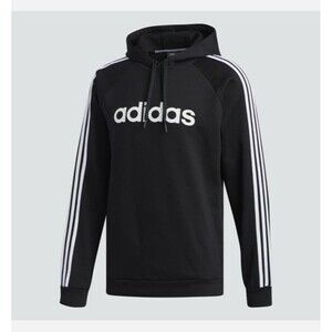 Adidas Essentials 3-Stripes Men's Pullover Hoodie - Black, Size XL